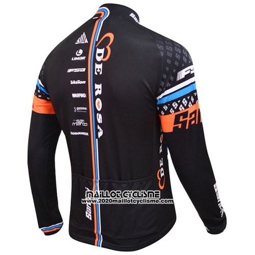 2015 Maillot Ciclismo DE Rose Noir et Orange Manches Longues et Cuissard